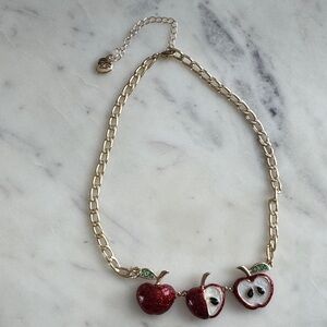 Betsey Johnson Red Glitter Apple Trio Necklace